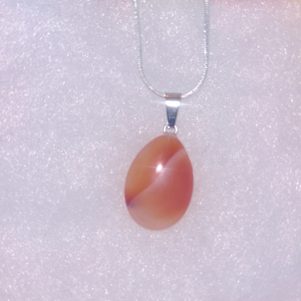 Boho Carnelian Agate Sterling Silver 24” Necklace